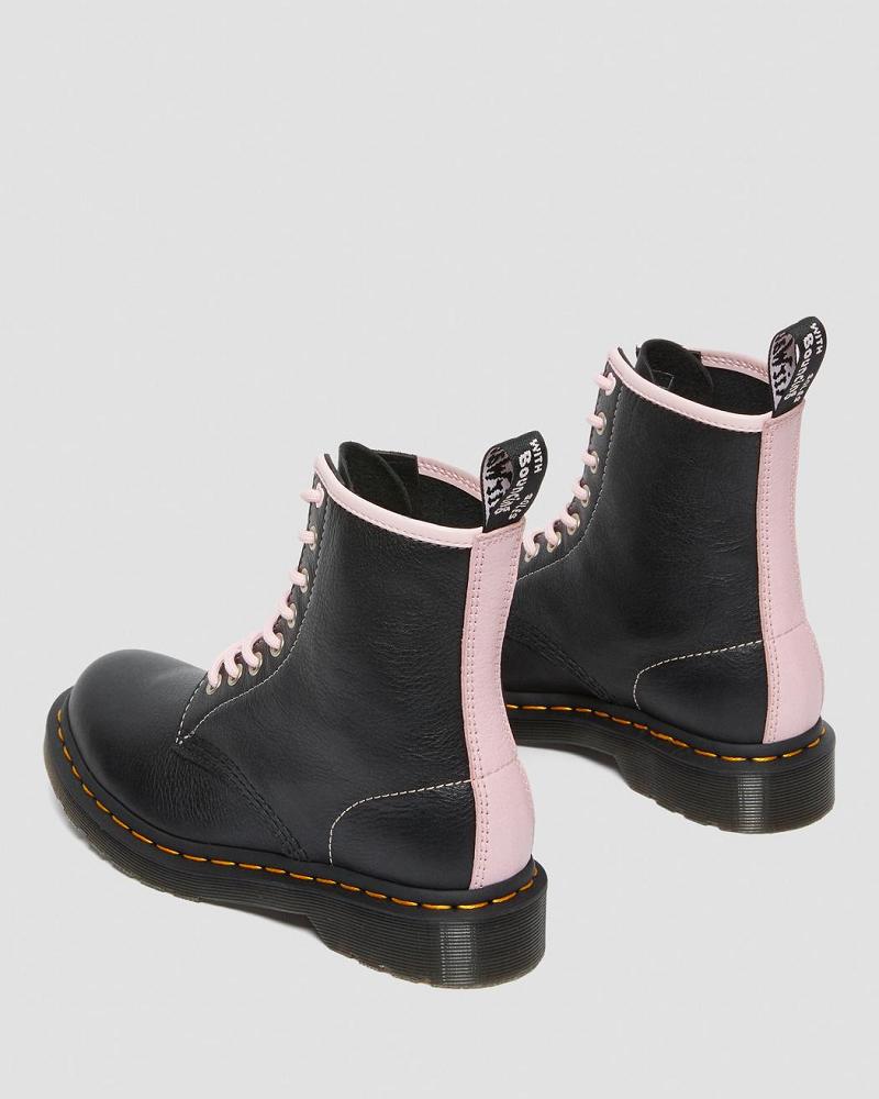 Women's Dr Martens 1460 Contrast Leather Lace Up Boots Black / Pink | AU 153HAP